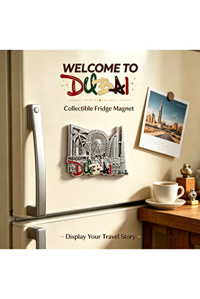 NUJET R549 Metal refrigerator stereo relief Burj Khalifa Dubai photo frame Fe...