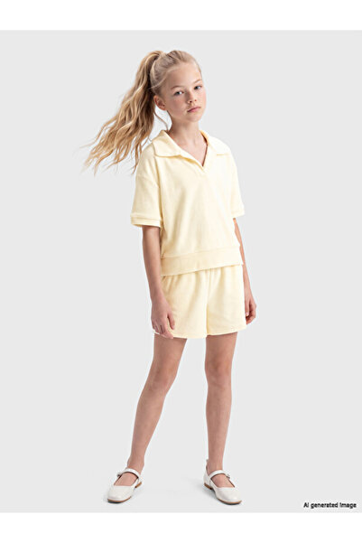 LC Waikiki Stylish Girls' Short Set with Turn-Down Collar by Uzg Store