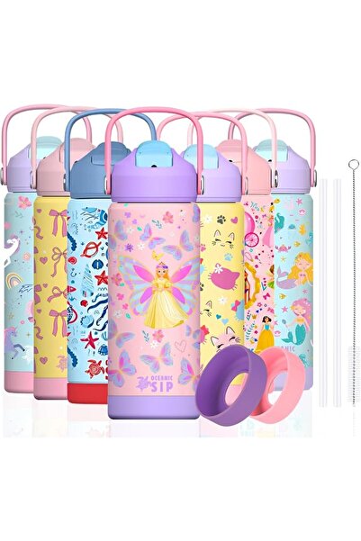 GENERAL Oushenaike Premium Stainless Steel Water Bottle with Straw 550ml - Le...
