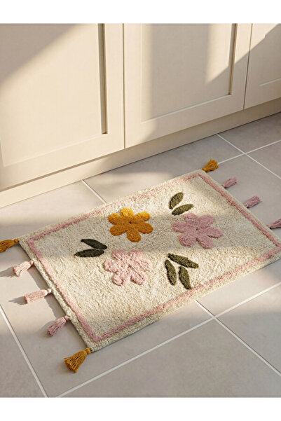 LC Waikiki Tasseled Floral Embroidered Bath Mat for Style Enthusiasts from Uz...