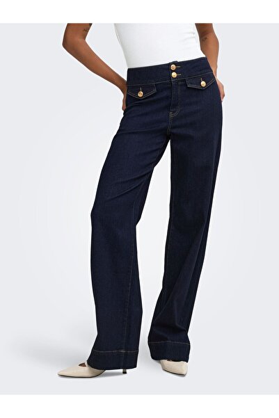 ONLY Jeans mit weitem Bein ONLEMILIA Hohe Taille Weiter Beinschnitt Jeans