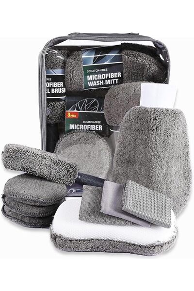 GENERAL Car Cleaning Tools Include Tire Brush, Polishing Cloth, Cleaning Clot...