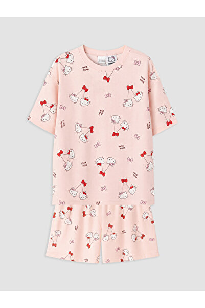 LC Waikiki Set de pijamale pentru fete cu guler Roba, cu licență Hello Kitty,...