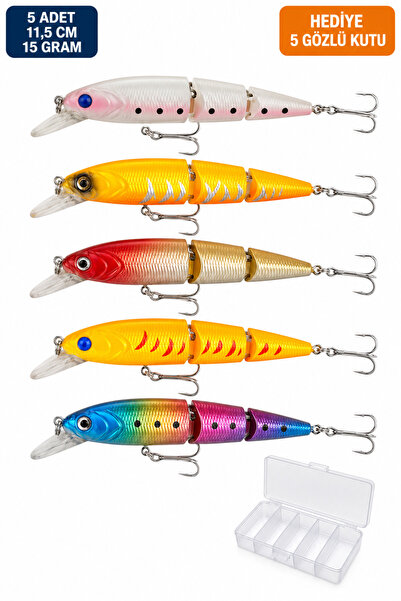 Arkhelais Eklemli Yapay Balık Yemi 11,5 cm 15 gr 5’li Paket – Minnow Wobbler ...