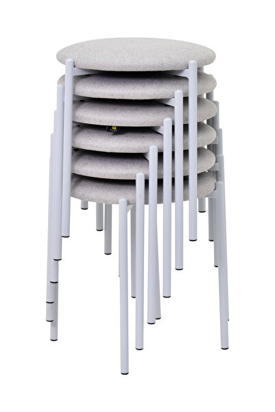 VİLİNZE Nil Metal Ayak İstiflenebilir Mutfak-Balkon Taburesi (6 Adet)