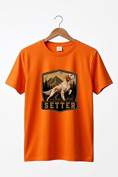 The Baski Hunting Hunting Setter Hunter Dog Printed 100% Cotton Crew Neck Bas...