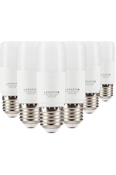 Lawazim مصباح LED على شكل عصا بقوة 5 واط E27 - عبوة من 6 قطع، 6500 كلفن ضوء ن...