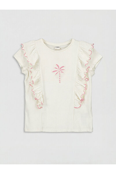 LC Waikiki Crew Neck Ruffled Girls' T-Shirt