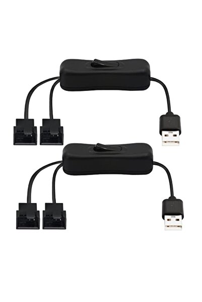 AXIYIBZI 40cm USB to Dual 3-Pin / 4-Pin PWM 5V USB Sleeved Fan Power Adapter ...