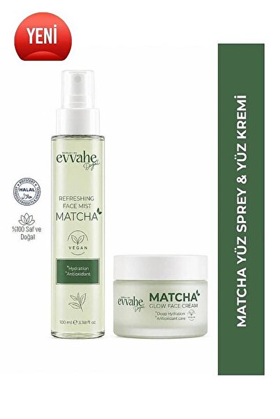 EVVAHE DOĞAL Matcha Ferahlatıcı Yüz Spreyi ve Yüz Kremi Seti