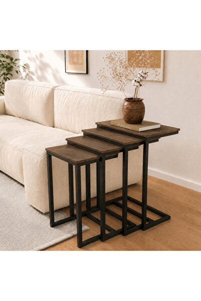 VariFurnx 4Pcs C-Shaped Coffee Service Table Set Sofa Side Nesting Table End ...
