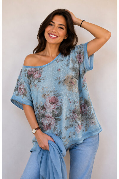 MENSAR OTANTİK Sequined Merserized Blouse Standard Size 65 cm Chest Measureme...