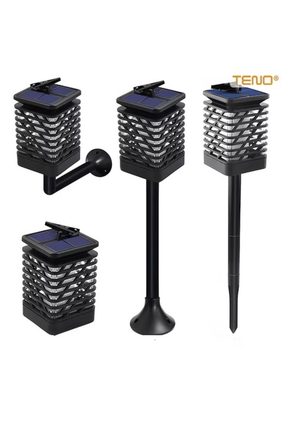Solar Lampa solara LED cu efect flacara, de exterior, cu suport si carlig de ...