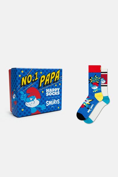Happy Socks - Multi-Colored 2-Piece Set No. 1 Papa Smurfs Patterned Cotton So...
