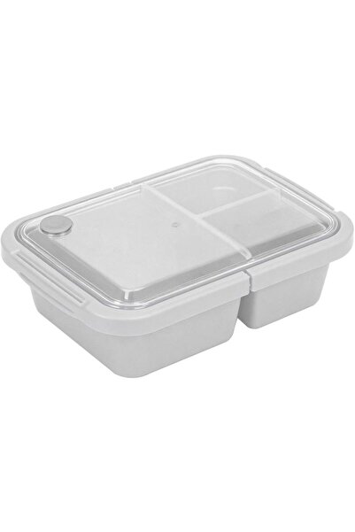 Generic صندوق غداء مستطيل الشكل بثلاثة أقسام باللون الرمادي