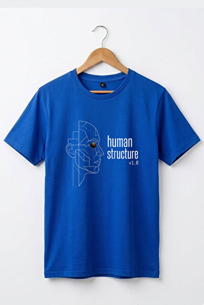 The Baski Human Structure Minimalist Graphic Printed 100% Cotton Crew Neck Ba...