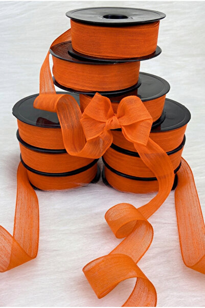 ZEYMERADE Orange Linen Ribbon 2.5 cm 20 Meters, Bohça Dowry Engagement Jewelr...