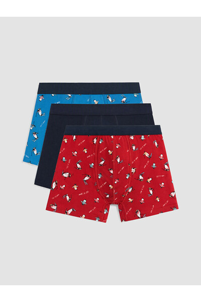 LC Waikiki Rmz Gi̇yi̇m Farkiyla Cotton Flexible Men's Boxer 3-Pack