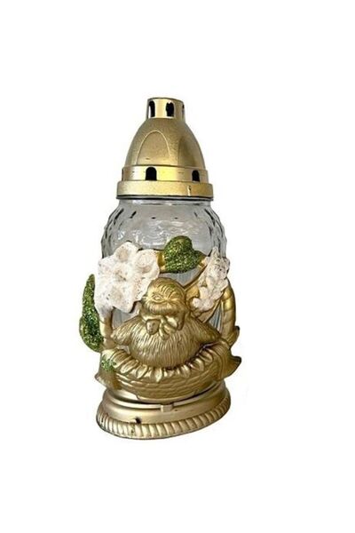 LCA Set 3 x Candela din Sticla, cu Decoratiuni de Pasti, Iepure, Pui si Miel