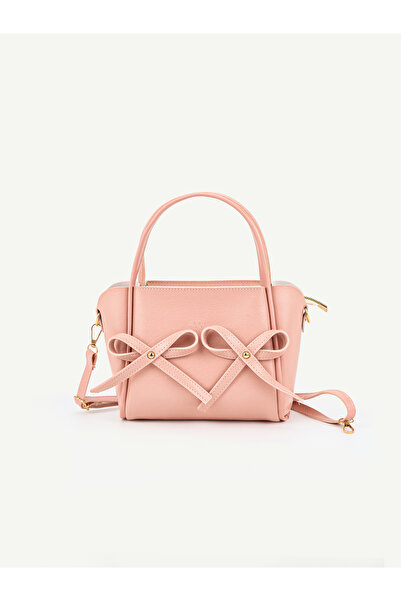 SHAKA Pink Shk342 Faux Leather, Zippered, Bow Detail, Long Strap, Hand, Arm a...