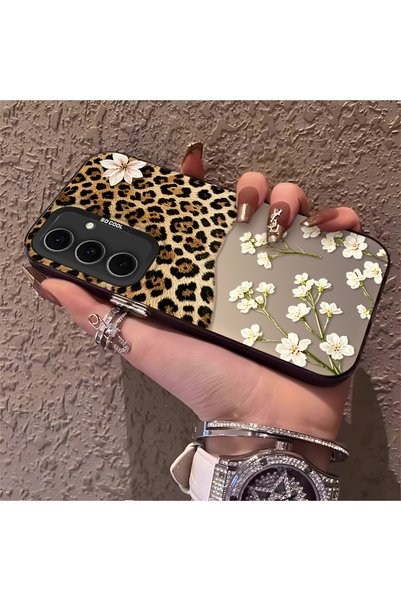 CASEVIBE Samsung Galaxy S24 FE Uyumlu Trend Leopar Beyaz Çiçek Baskılı Telefo...