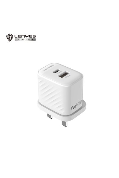 Leneys شاحن سريع بقوة 20 واط |   شاحن حائط بمنفذين USB-C و USB-A |   محول سفر...