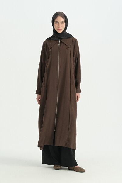 Nihan Collar Detailed Ribbed Lyocell Cap - Brown