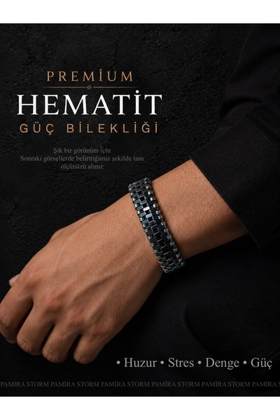 PS PAMİRA STORM PREMİUM TASARIM ERKEK BİLEKLİĞİ HEMATİT DOĞAL TAŞ ERKEK BİLEK...