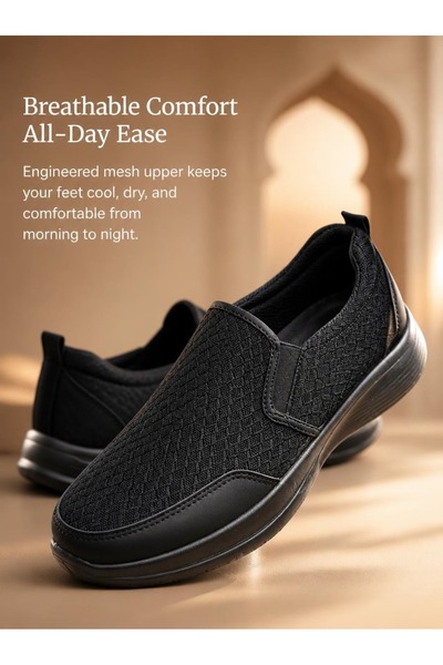 Generic Brand Men Diamond‑Mesh Slip‑On Casual Shoes, Platform Cushioned Light...