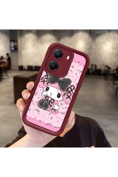 Hontinga Poco X7 Pro Compatible Case Camera Protector Cartoon Pattern Maroon ...