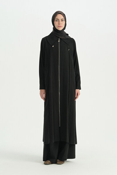 Nihan Collar Detailed Ribbed Lyocell Cap - Black