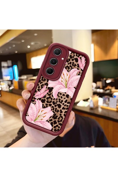 Hontinga Samsung Galaxy A55 Compatible Case Camera Protector Floral Case Burg...