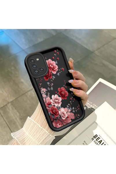 PATTERNOVA Samsung Galaxy A31 Uyumlu Pembe Şakayık Çiçeği Desenli Silikon Tel...