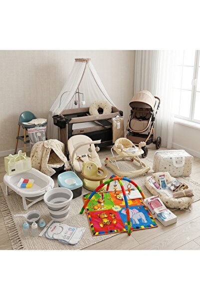 ÖYKÜ BEBEK DUNYASI 56 Parça Yeni Doğan Bebek Çeyiz Seti Full Set Bebeğiniz İç...