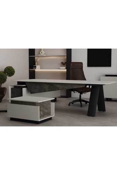Vivense BALANCE OFİS MASA TAKIMI, SOL, KÜL GRİ İRONİ, 260 CM