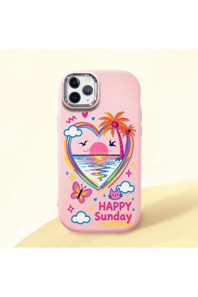 Hontinga iPhone 11 Pro Compatible Case Camera Protector Pink Heart Pattern Si...