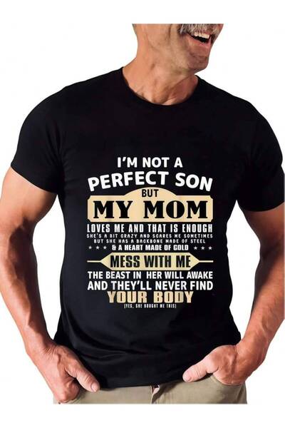 25W تي شيرت Not Perfect Son Mom Loved بتصميم Street Style Gran Costume للهالو...