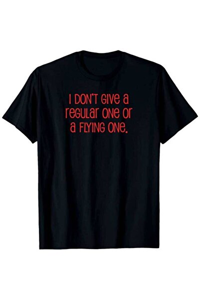 25W تي شيرت رجالي أسود بطباعة نصية حمراء بتصميم 'I Don't Give Regular Or A Fl...