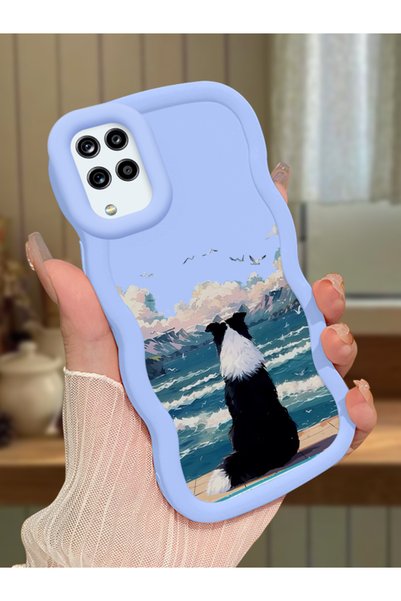 Hontinga Samsung Galaxy A12 Compatible Case Camera Protector Blue Silicone Lo...