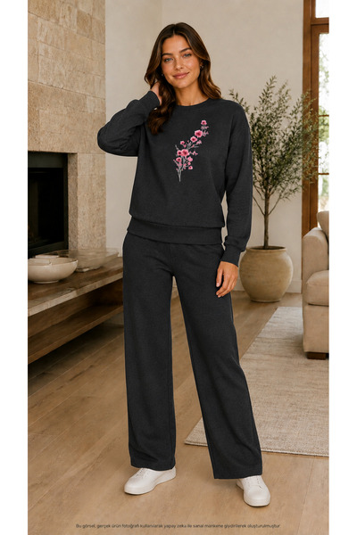 EMMODA Women's Cherry Blossom Printed Tracksuit Set–Round Neck Printed Sweats...