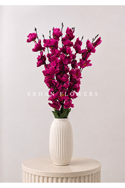 ERHAN FLOWERS YAPAY MOR BAHAR DALI 7 DALLI - DEKORATİF VAZO İÇİ ÇİÇEKLİ BAHAR...