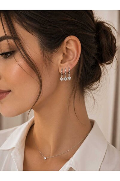 Ayenci Xuping Single Hole Triple Earring Look Women's Earrings
