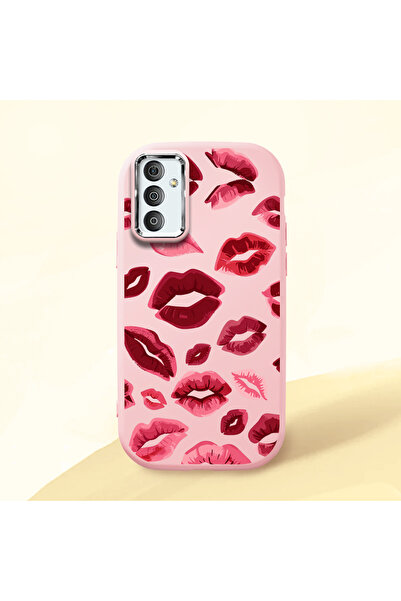 Hontinga Samsung Galaxy M13 Compatible Case Camera Protective Pink Kiss Patte...