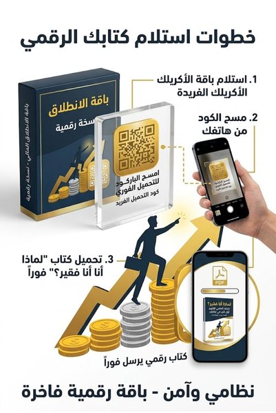Generic كتاب لماذا أنا فقير؟ دليلك العلمي لتكون أول تاجر في عائلتك - باقة إهداء أكريليك + QR Code