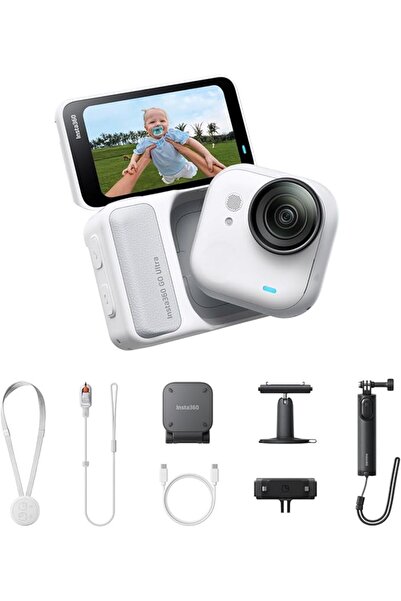 GENERAL كاميرا أكشن صغيرة بلون أبيض باك كرييتور بدقة 4K من انستا360 بدون استخ...