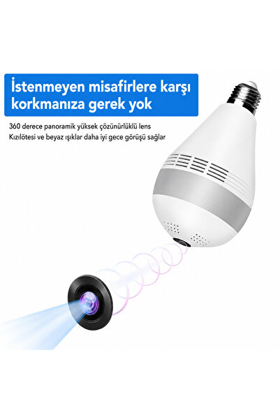 qasul WiFi Bebek Güvenlik Kamerası 1080P 360° Panoramik Hareket Algılama Gece Görüşlü
