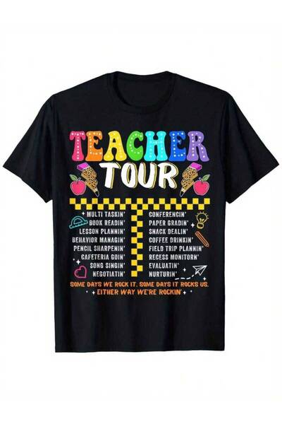 29CUN تي شيرت ريترو ABCD The Teacher Tour مضحك للعودة إلى المدرسة في اليوم ال...