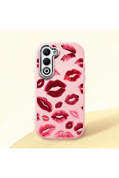 Hontinga Oppo A5 Compatible Case Camera Protector Pink Kiss Patterned Silicon...
