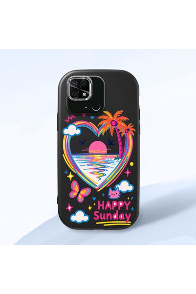 Hontinga Redmi 10C Compatible Case Camera Protector Black Heart Patterned Sil...