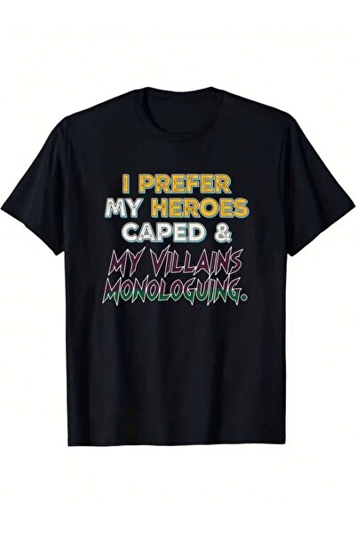 k222 Black T-Shirt Printed With (Yellow) Hero Cape Man I Love More White Back...